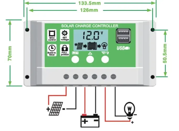 Controladorcarga Solar 30a 12v/24v Alta Eficiência