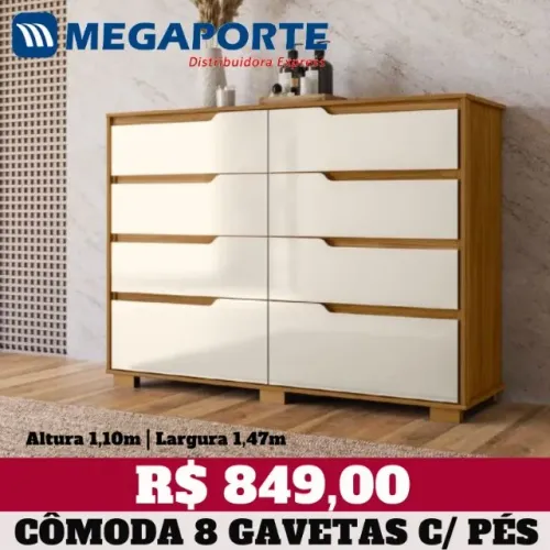 Cômoda Espaçosa 8 Gavetas (NOVO) Entrega Grátis!