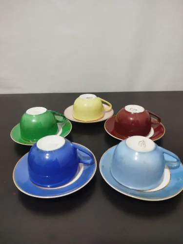 conjunto de 5 xícaras de café em porcelana maua