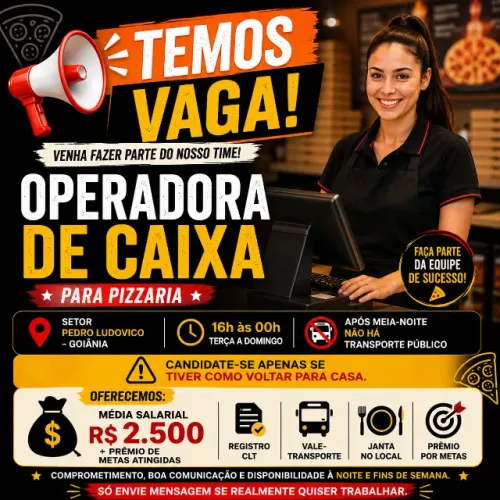 Operadora de Caixa para Pizzaria