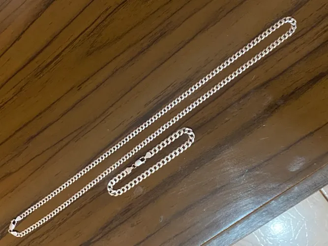 Vendo conjunto de corrente 5.5mm 70cm e pulseira 6mm de prata 925