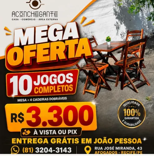 Jogo 70x70 dobrável envernizado