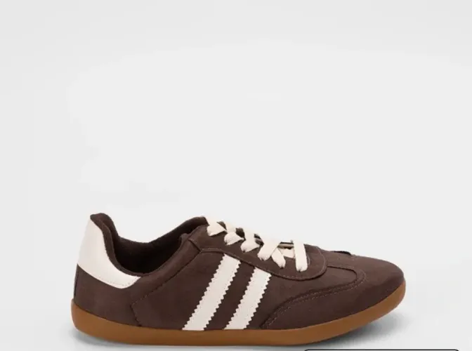 Tênis Casual Feminino Penélope Detalhe Recorte Camurça Marrom