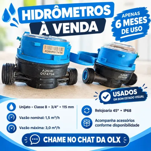 Hidrômetro Unijato 3/4? Classe B - 115 mm - Relojoaria 45°