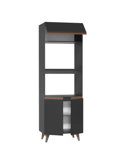 Armário Torre Quente Madesa Reims 70 cm 3 Portas Preto