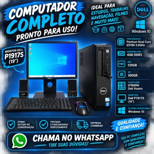 Pc Completo Pentium Dual Core E5700 3.0GHZ 4gb ram Ddr3 SSD 120gb Hd 500gb