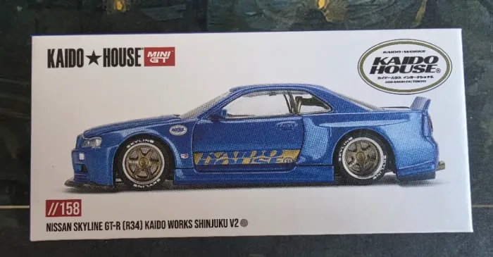 Nissan Skyline GT-R R34 Shinjuku V2 Blue Mini GT Kaido House #158