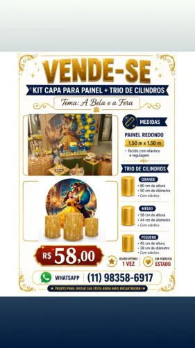 Kit Capa Painel + Trio de Cilindros A Bela e a Fera