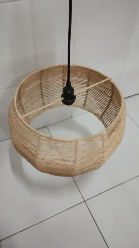 Lustre Pendente Luminária de Teto em Sisal