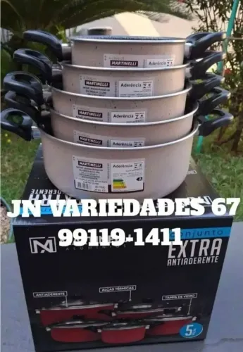 Jogo de panelas Martinelli 5 peças extra antiaderente,acompanham tampa de vidro temperado