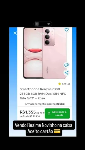 Vendo Realme C75 X Novo na Caixa  