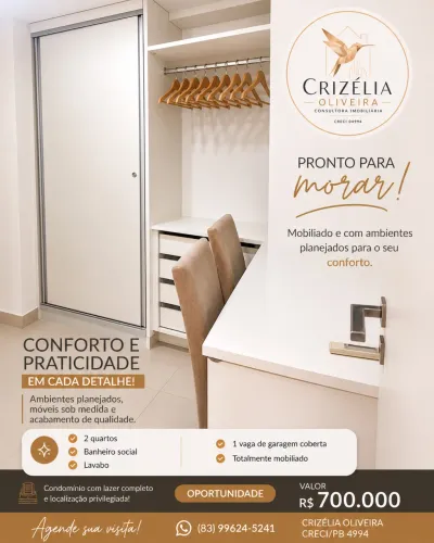 Apartamento mobiliado | Praia de Tambau JP