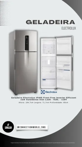 Geladeira Electrolux IF46S Frost Free Inverter Efficient com AutoSense Inox Look - 410L -
