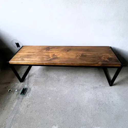 Banco Estilo Industrial - Aço e Madeira - 150 cm