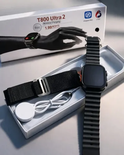 Smartwatch T800 Ultra 2 - Tela Grande + 2 Pulseiras + Carregador Sem Fio