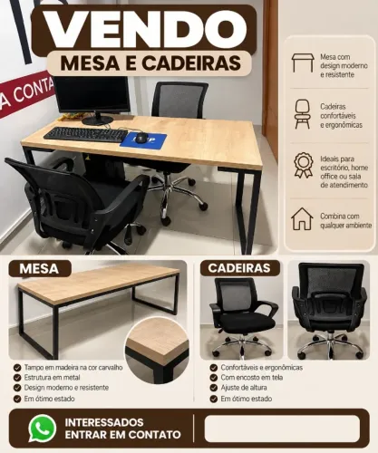 MESA e CADEIRAS DE ESCRITÓRIO