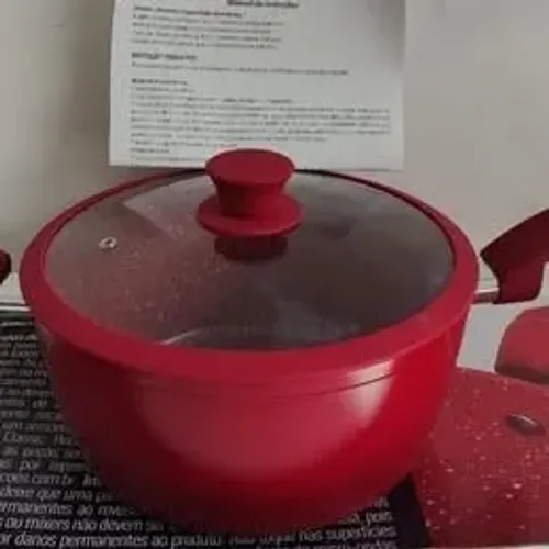 Panela Classic Home / Dream Cook com tampa 24cm vermelha cerâmica antiaderente