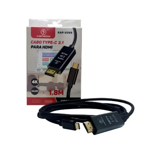 Cabo USB-C Hdmi 4K 60Hz 1,8 Metros Kapbom