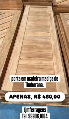 PORTA EM MADEIRA MACIÇA DE TIMBORANA 