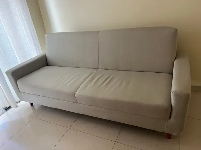 Sofá cama 3 lugares linho minimalista
