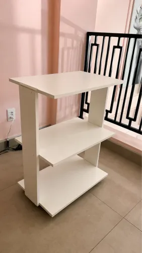Mesa Multiuso com Rodinhas - Branca - 3 Prateleiras