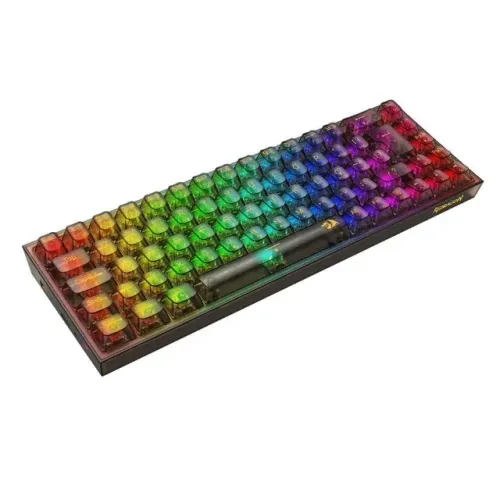 Teclado Gamer Mecânico Redragon Castor Pro, RGB, Switch Crystal, 65%, ABNT2, Clear Black -