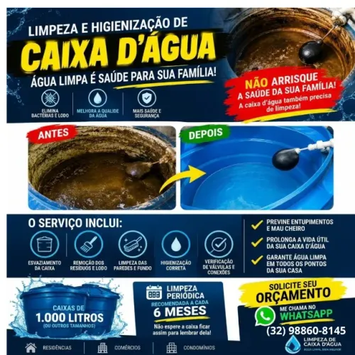 Limpeza e Higienização de Caixa D?Água - Juiz de Fora