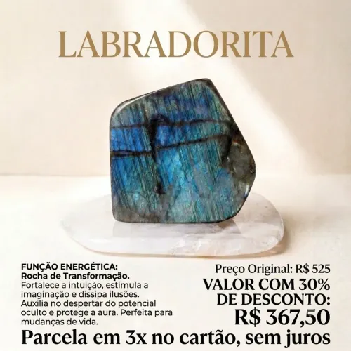 Pedra Labradorita Natural - O Cristal da Magia e Proteção Escuda