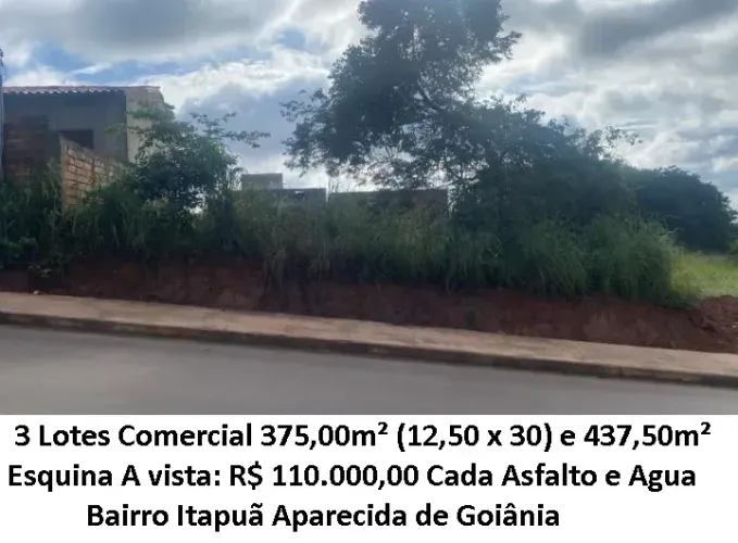 Leia a descrição: 3 Lotes Comercial de 375,00m² (Asfalto e Agua) Bairro Itapuã