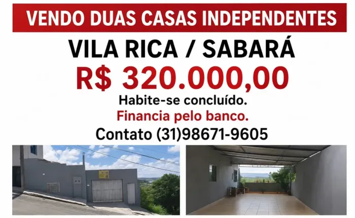 Casa para venda com 280 metros quadrados com 2 quartos em Vila Rica - Sabará - Minas Gerai