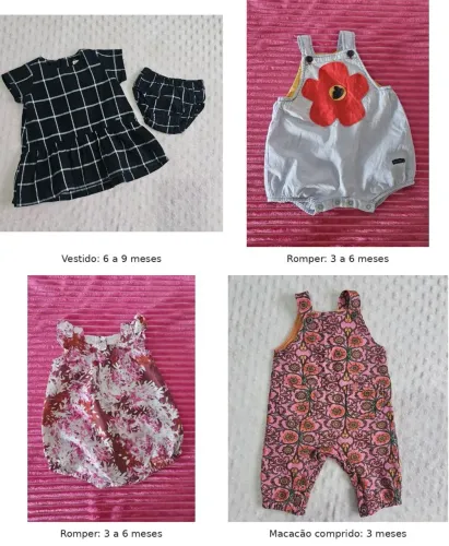Lote Green com 4 roupinhas de bebê menina