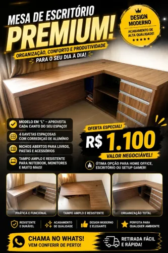 ? MESA EM "L" - MODERNA E SUPER ESPAÇOSA! ?