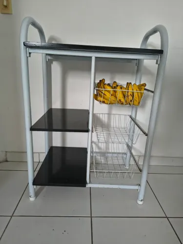 Fruteira Organizador de cozinha c/ cestos deslizantes e prateleiras em pedra