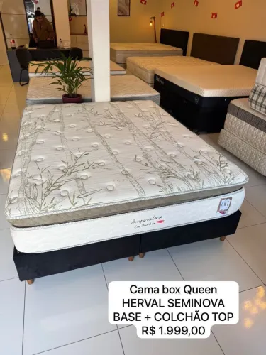 Cama box Queen HERVAL SEMINOVO COLCHÃO TOP