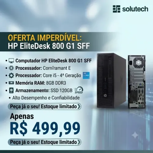 Desktop HP EliteDesk 800 G1 SFF Intel core i5 4th 8 Gb Ram SSD 120
