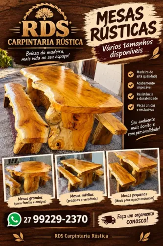 Mesa rústica vários tamanhos