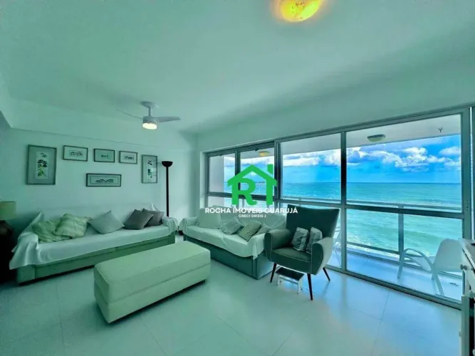 Apartamento frente mar, vista mar, 4 dormitórios, 1 vaga, Pitangueiras, Guarujá/SP.
