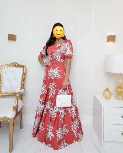 Vestido longo floral GG novo Cor coral