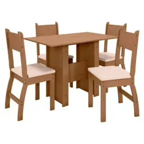 Mesa de Jantar Milano com 4 Cadeiras Carvalho/Savana