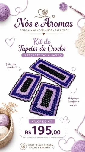 Trio de tapetes crochê