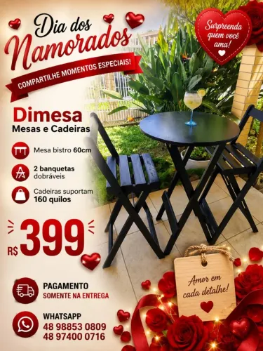 Fábrica de mesas, cadeiras , bistrô , banquetas e bancos. Pagamento somente na entrega.