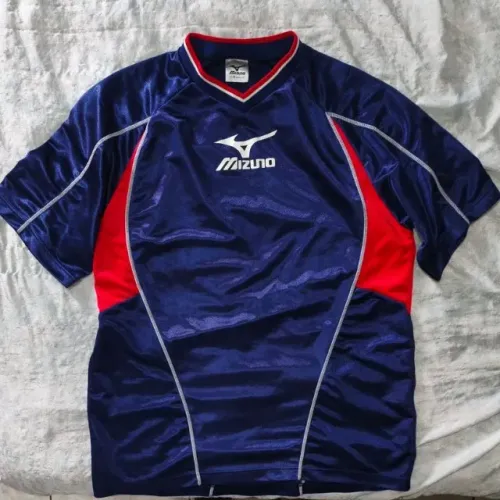 camisa original mizuno azul tamanho m importada esportiva
