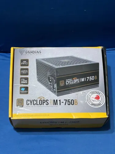 Fonte Gamdias Cyclops M1-750B, 750W, 80 Plus Bronze, Cybenetics, Teclab, PFC Ativo, Cabos