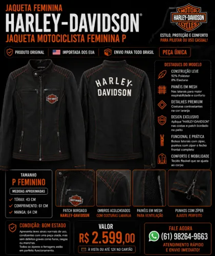 JAQUETA FEMININA HARLEY-DAVIDSON ORIGINAL ? TAMANHO P