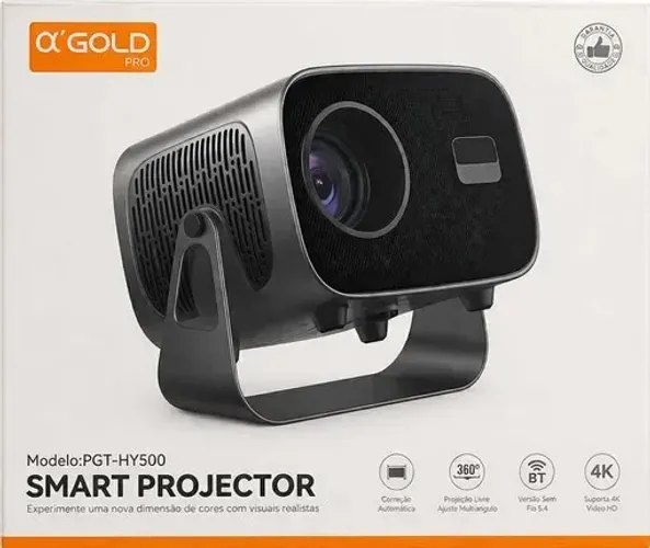 Projetor Hy 500 A`gold Pro Duplo Wifi Hd Voz I.a Inteligente
