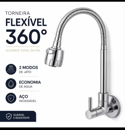 Torneira Flexível 360° em Aço Inoxidável ? NOVA