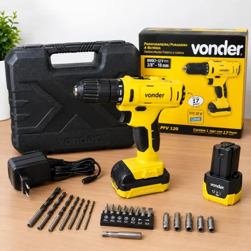 Parafusadeira e Furadeira Vonder 12V com Impacto