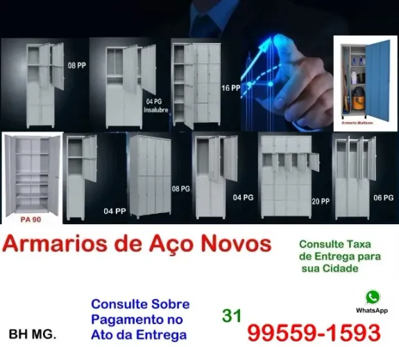 Armários Roupeiros de Aço Escaninho Guarda Volume escritório indústria academia escola