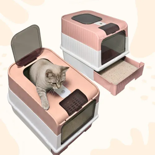 Caixa de areia fechada para gato 