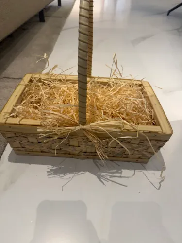 Cesta Decorativa Rústica em Palha Natural com Alça
